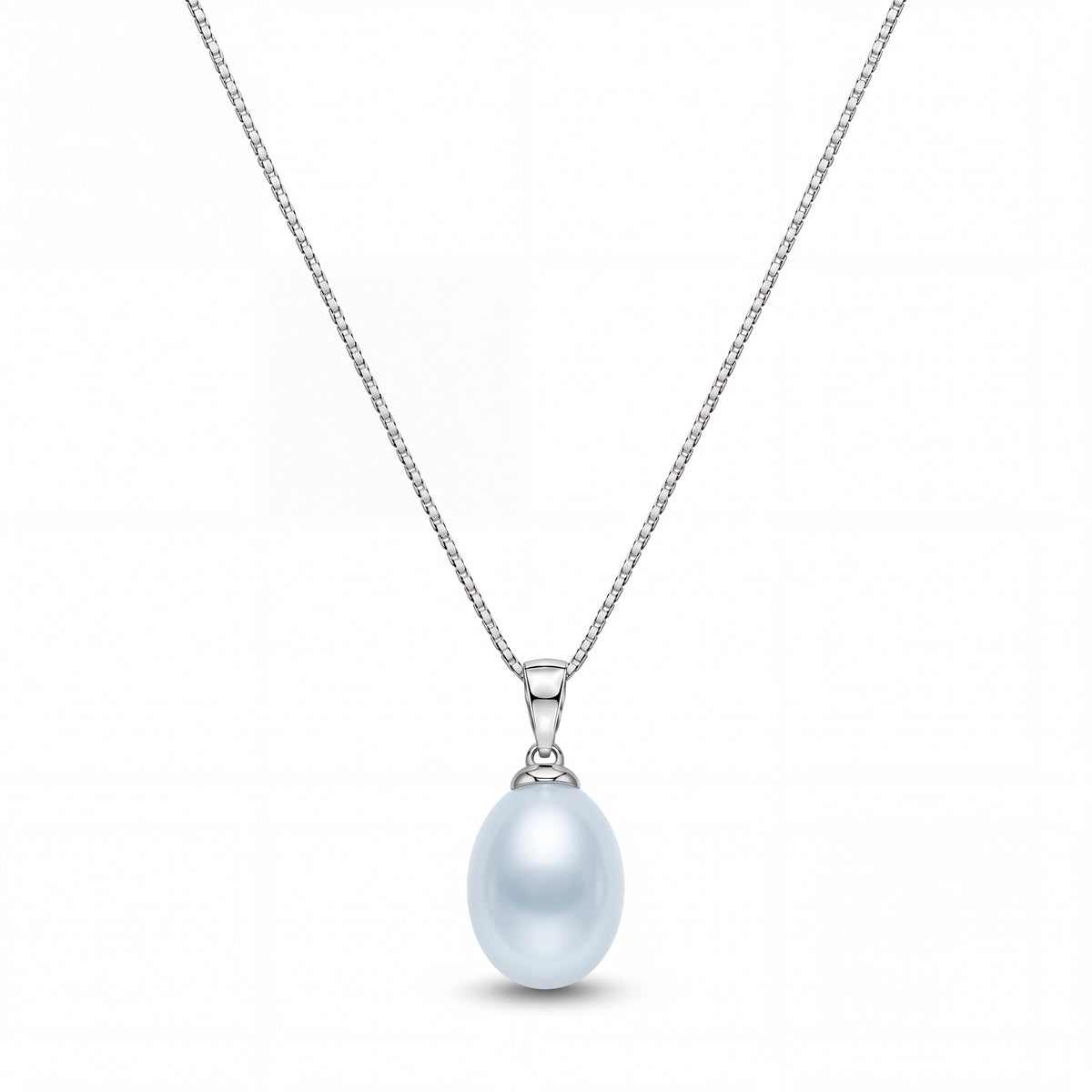 Handcrafted blue freshwater pearl pendant necklace in sterling silver — Golden Rose Arts