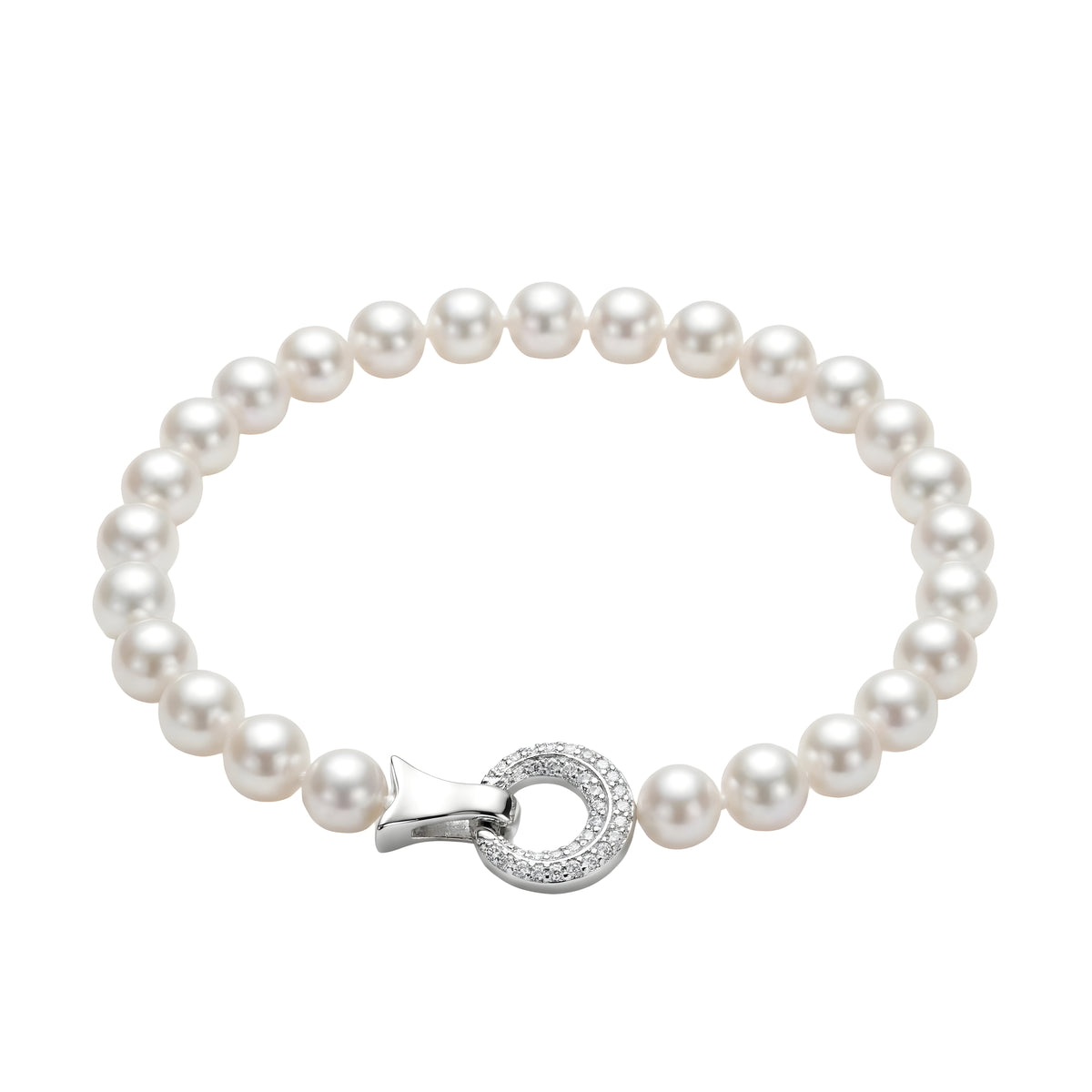 Classic Elegance Pearl & Silver Bracelet