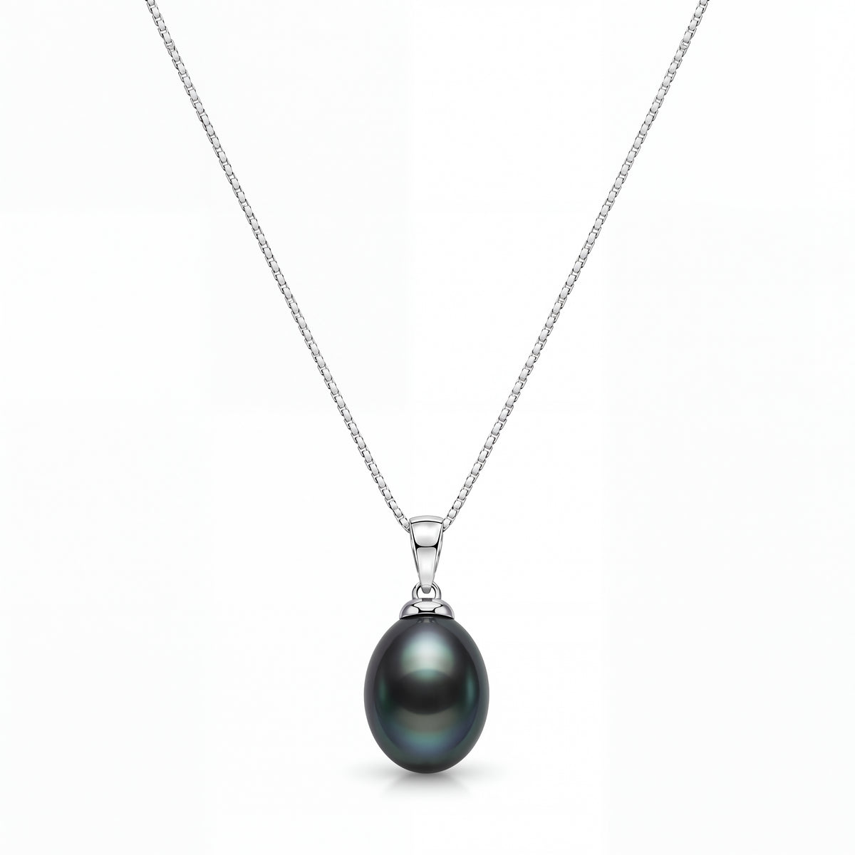 Handcrafted black freshwater pearl pendant necklace in sterling silver — Golden Rose Arts