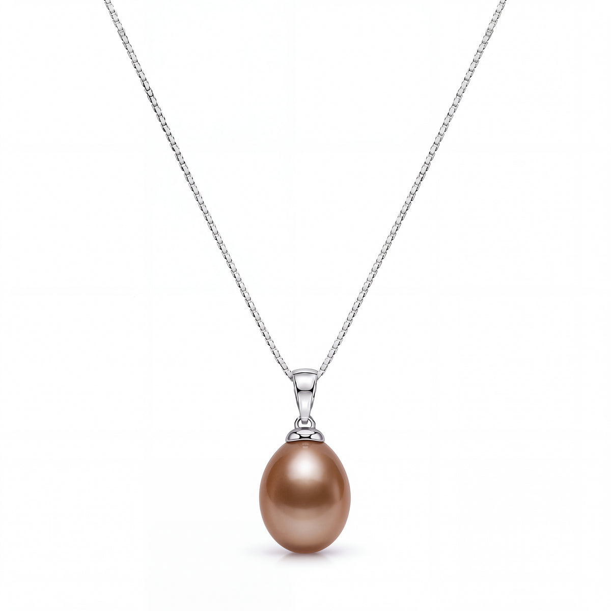 Handcrafted brown freshwater pearl pendant necklace in sterling silver — Golden Rose Arts