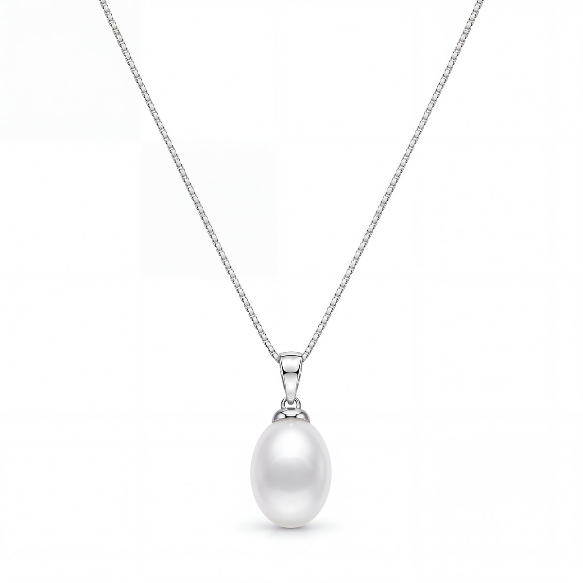 Handcrafted white freshwater pearl pendant necklace in sterling silver — Golden Rose Arts
