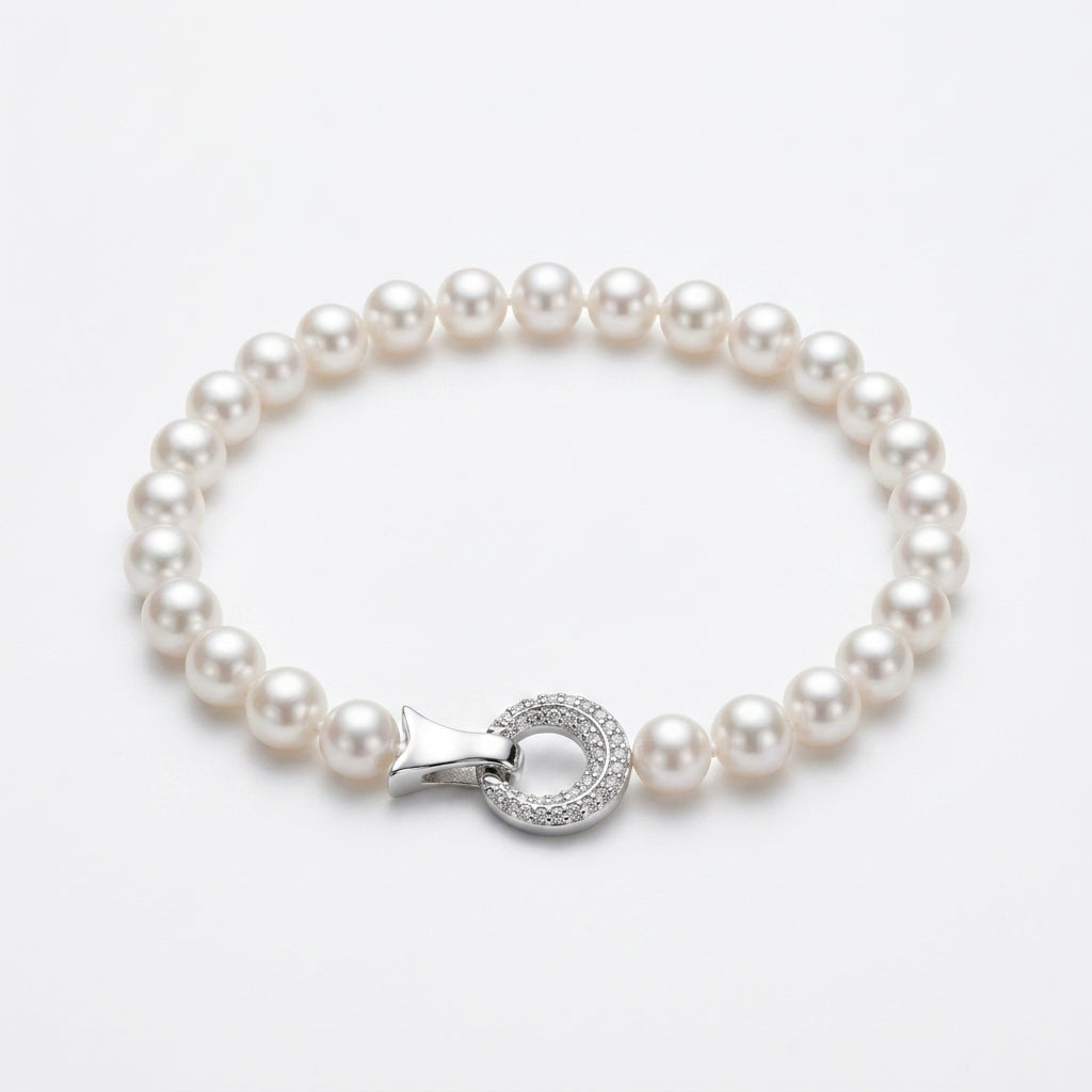 Classic Elegance Pearl & Silver Bracelet