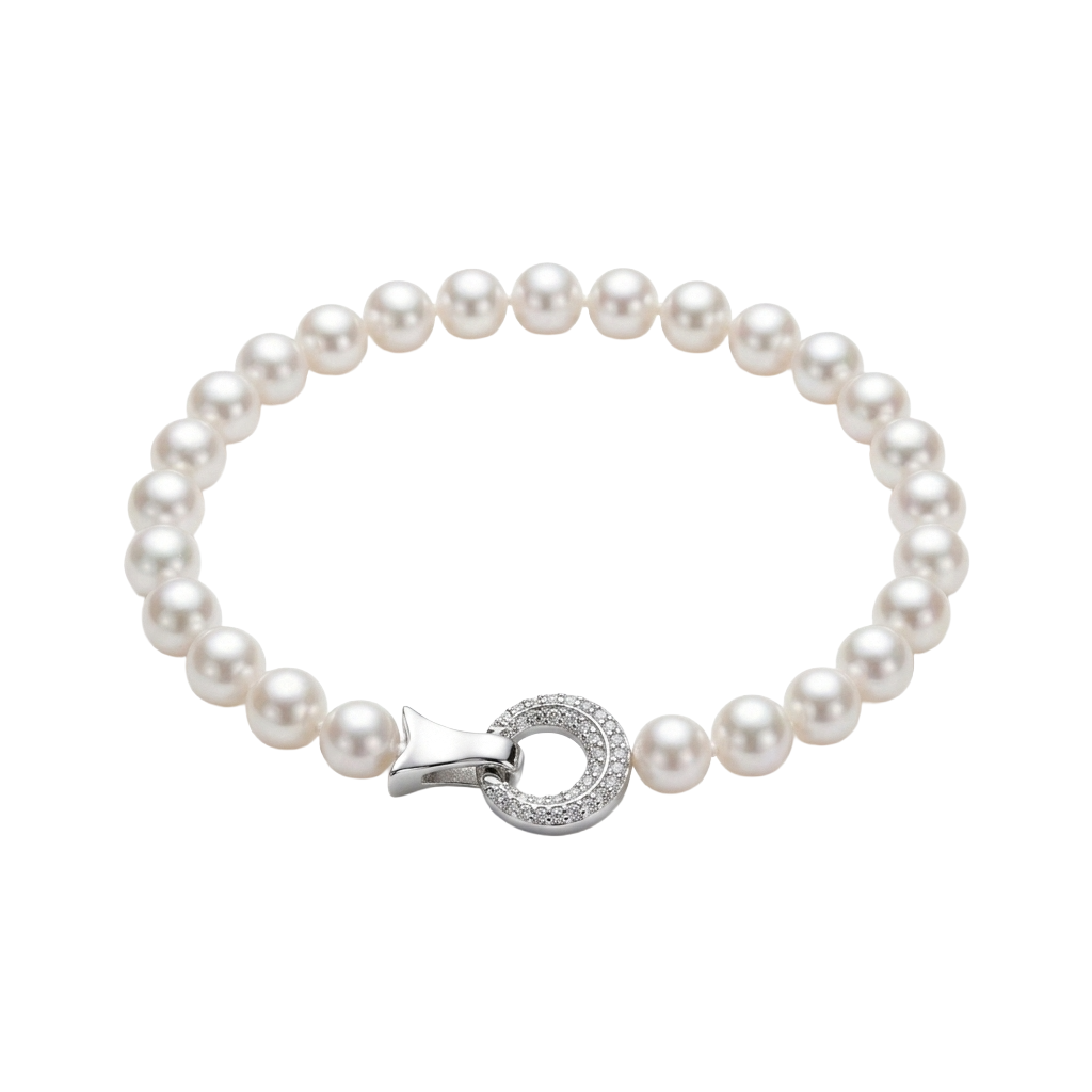Classic Elegance Pearl & Silver Bracelet